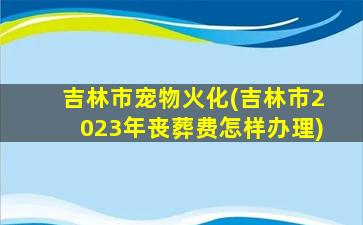 吉林市宠物火化(吉林市2023年丧葬费怎样办理)