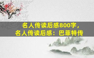 名人传读后感800字，名人传读后感：巴菲特传