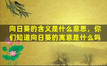 向日葵的含义是什么意思，你们知道向日葵的寓意是什么吗