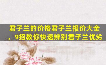 君子兰的价格君子兰报价大全，9招教你快速辨别君子兰优劣