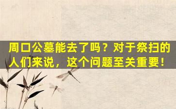 周口公墓能去了吗？对于祭扫的人们来说，这个问题至关重要！