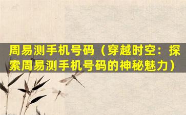 周易测手机号码（穿越时空：探索周易测手机号码的神秘魅力）