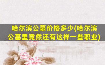 哈尔滨公墓价格多少(哈尔滨公墓里竟然还有这样一些职业)