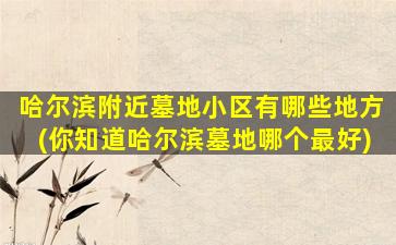 哈尔滨附近墓地小区有哪些地方(你知道哈尔滨墓地哪个最好)