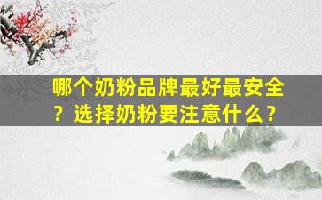 哪个奶粉品牌最好最安全？选择奶粉要注意什么？