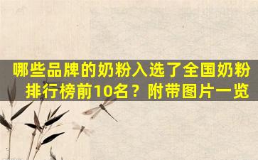 哪些品牌的奶粉入选了全国奶粉排行榜前10名？附带图片一览