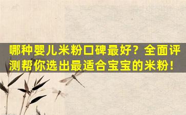 哪种婴儿米粉口碑最好？全面评测帮你选出最适合宝宝的米粉！