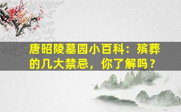 唐昭陵墓园小百科：殡葬的几大禁忌，你了解吗？