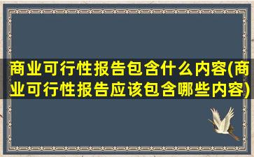商业可行性报告包含什么内容(商业可行性报告应该包含哪些内容)