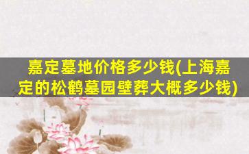 嘉定墓地价格多少钱(上海嘉定的松鹤墓园壁葬大概多少钱)