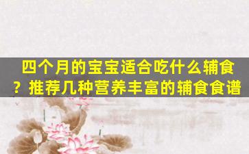 四个月的宝宝适合吃什么辅食？推荐几种营养丰富的辅食食谱