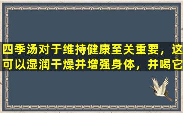四季汤对于维持健康至关重要，这可以湿润干燥并增强身体，并喝它以使您健康良好的肤色