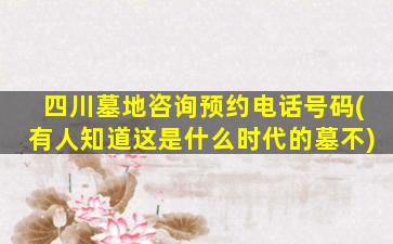 四川墓地咨询预约电话号码(有人知道这是什么时代的墓不)