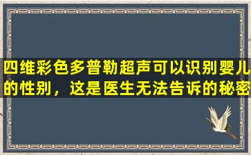 四维彩色多普勒超声可以识别婴儿的性别，这是医生无法告诉的秘密。如果你不明白，那就是徒劳。