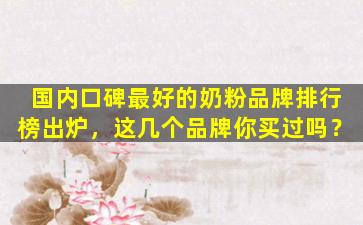 国内口碑最好的奶粉品牌排行榜出炉，这几个品牌你买过吗？