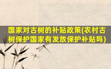 国家对古树的补贴政策(农村古树保护国家有发放保护补贴吗)