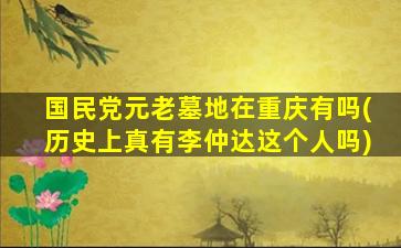 国民党元老墓地在重庆有吗(历史上真有李仲达这个人吗)