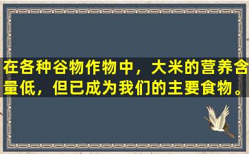 在各种谷物作物中，大米的营养含量低，但已成为我们的主要食物。