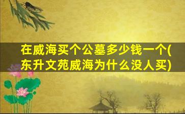 在威海买个公墓多少钱一个(东升文苑威海为什么没人买)