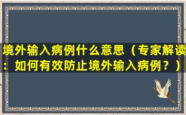 境外输入病例什么意思（专家解读：如何有效防止境外输入病例？）