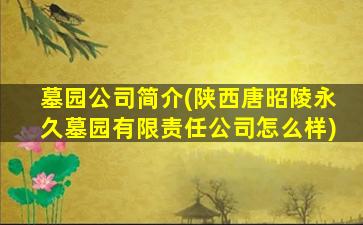 墓园公司简介(陕西唐昭陵永久墓园有限责任公司怎么样)