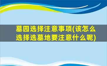 墓园选择注意事项(该怎么选择选墓地要注意什么呢)