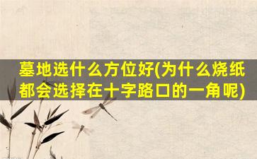 墓地选什么方位好(为什么烧纸都会选择在十字路口的一角呢)