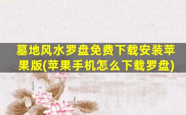 墓地风水罗盘免费下载安装苹果版(苹果手机怎么下载罗盘)