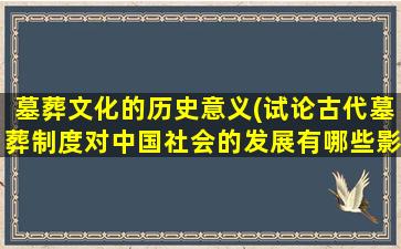 墓葬文化的历史意义(试论古代墓葬制度对中国社会的发展有哪些影响)