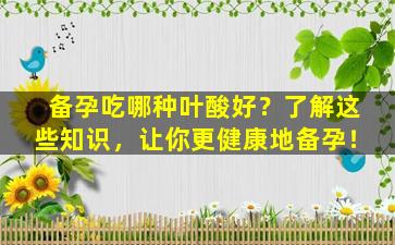 备孕吃哪种叶酸好？了解这些知识，让你更健康地备孕！