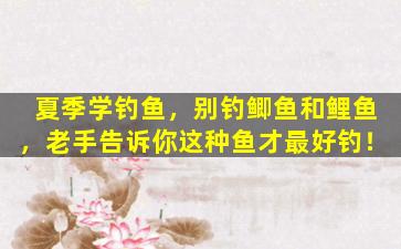夏季学钓鱼，别钓鲫鱼和鲤鱼，老手告诉你这种鱼才最好钓！