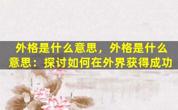 外格是什么意思，外格是什么意思：探讨如何在外界获得成功
