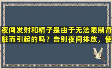 夜间发射和精子是由于无法限制肾脏而引起的吗？告别夜间排放，使用中国专利医学来更好地调节它