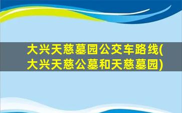 大兴天慈墓园公交车路线(大兴天慈公墓和天慈墓园)