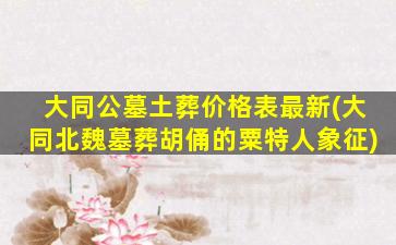 大同公墓土葬价格表最新(大同北魏墓葬胡俑的粟特人象征)