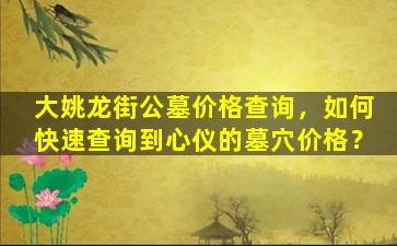 大姚龙街公墓价格查询，如何快速查询到心仪的墓穴价格？