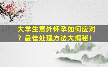 大学生意外怀孕如何应对？最佳处理方法大揭秘！