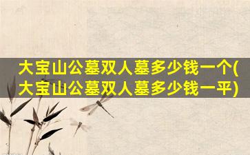 大宝山公墓双人墓多少钱一个(大宝山公墓双人墓多少钱一平)