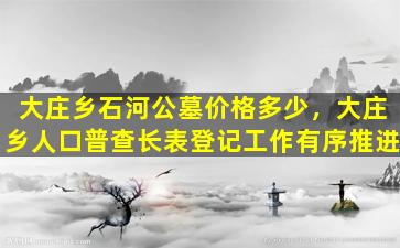 大庄乡石河公墓价格多少，大庄乡人口普查长表登记工作有序推进