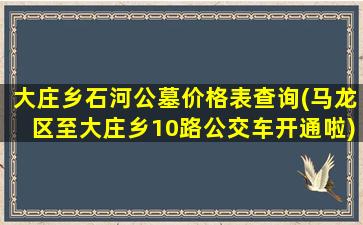 大庄乡石河公墓价格表查询(马龙区至大庄乡10路公交车开通啦)