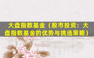 大盘指数基金（股市投资：大盘指数基金的优势与挑选策略）