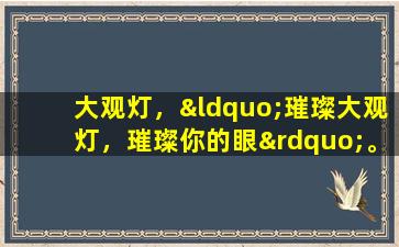 大观灯，“璀璨大观灯，璀璨你的眼”。