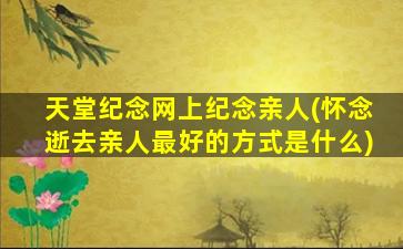 天堂纪念网上纪念亲人(怀念逝去亲人最好的方式是什么)