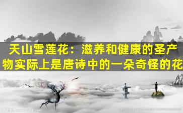 天山雪莲花：滋养和健康的圣产物实际上是唐诗中的一朵奇怪的花