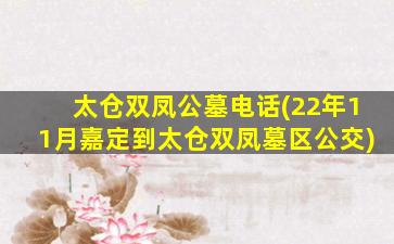 太仓双凤公墓电话(22年11月嘉定到太仓双凤墓区公交)
