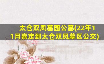 太仓双凤墓园公墓(22年11月嘉定到太仓双凤墓区公交)