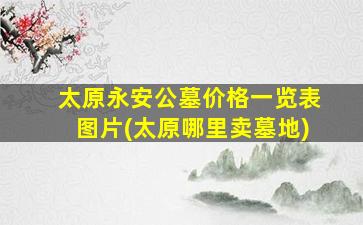 太原永安公墓价格一览表图片(太原哪里卖墓地)