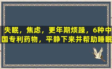 失眠，焦虑，更年期烦躁，6种中国专利药物，平静下来并帮助睡眠，消除烦躁不安