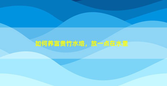 如何养富贵竹水培，放一点在水里