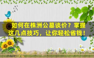 如何在株洲公墓谈价？掌握这几点技巧，让你轻松省钱！
